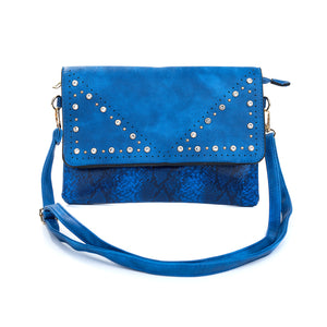 IVYS Snakeskin Print Clutch Bag - Blue