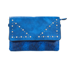 Load image into Gallery viewer, IVYS Snakeskin Print Clutch Bag - Blue