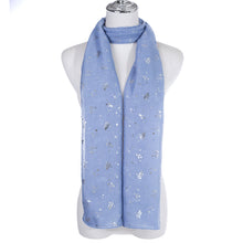 Load image into Gallery viewer, IVYS Metallic Scarf - Blue - Leaves &amp; Flowers