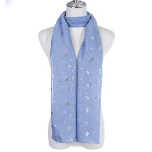 IVYS Metallic Scarf - Blue - Leaves & Flowers