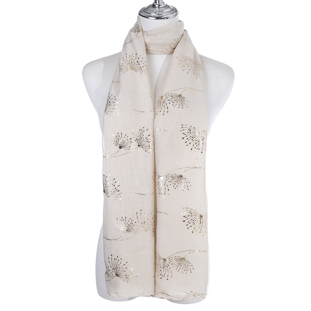 IVYS Metallic Scarf - Beige - Flowers