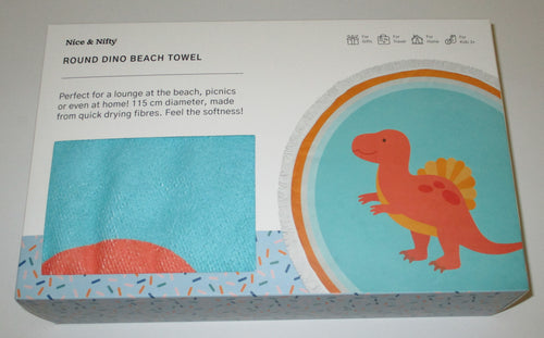 Nice & Nifty Round Dino Beach Towel - 115cm Diameter