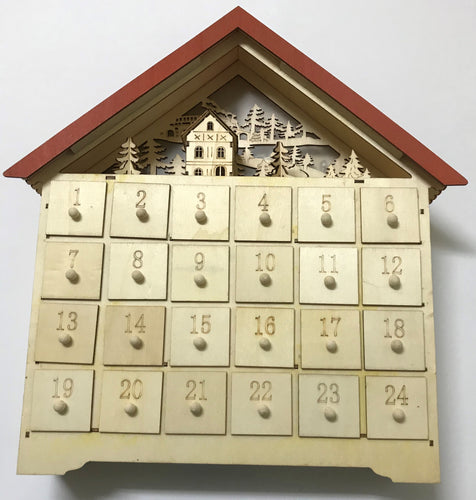 Christmas Advent Calendar with Village Scene with warm white LED lights