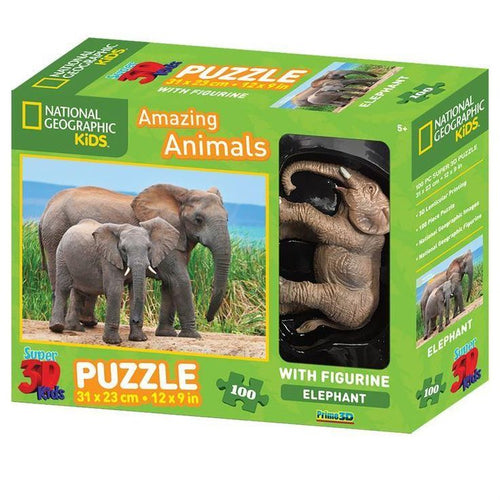 National Geographic Kids: Amazing Animals 3D Puzzle with Figurine - Elephant