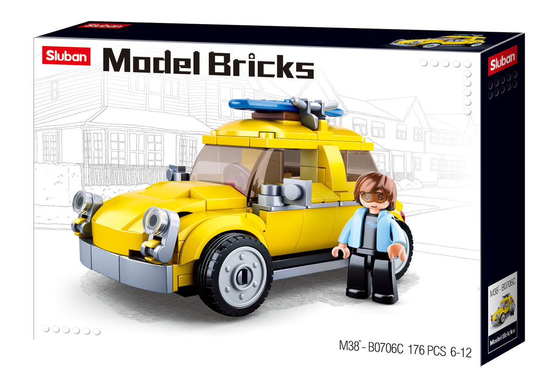 Sluban Model Building Bricks Yellow Car 176 Pcs