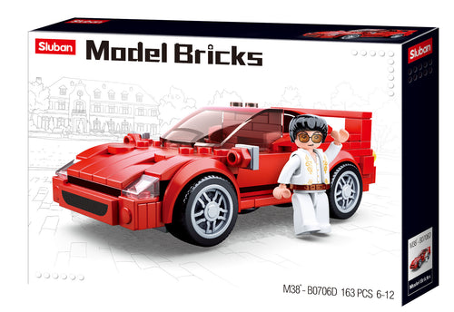 Sluban Model Building Bricks Red Sports Car 163 Pcs