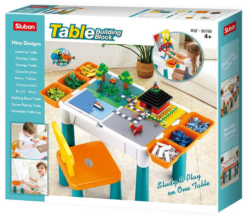 Sluban Building Block 9 in 1 Table, Chair & Storage Trays with 166 Bricks