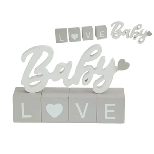 16cm Wooden Baby Love Block with Heart