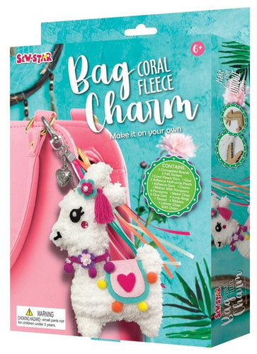 Make Your Own Coral Fleece Bag Charm - Llama