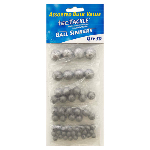 Jarvis Walker Tec Tackle Assorted Bulk Value Ball Sinkers (50 Pack)