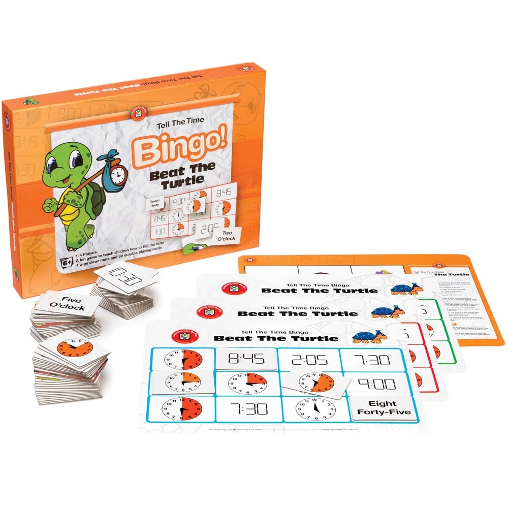 Learning Can Be Fun Tell The Time Bingo! Beat The Turtle Children's Educational Game