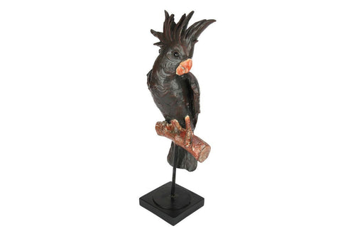 39.5cm Black Cockatoo on Metal Stand