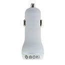 MOKI Dual USB Car Charger - White