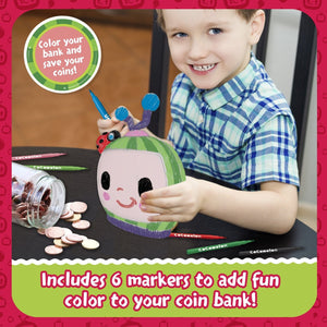 Cocomelon Color & Save Coin Bank Art Kit