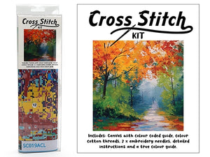 Cross Stitch Kit 30cm x 30cm - Autumn Country Lane