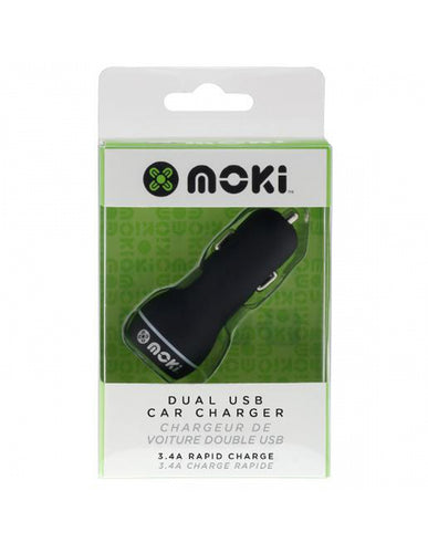 MOKI Dual USB Car Charger - Black