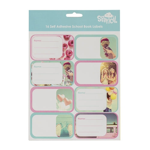 Spencil - 16 Self Adhesive School Book Labels - Friends Forever