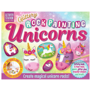 Activity Station Book + Kit - Glittery Rock Painting Unicorns