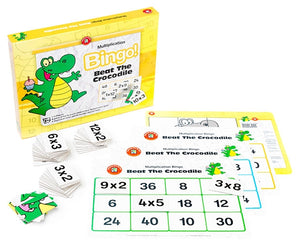 Learning Can Be Fun Multiplication Bingo! Beat The Crocodile Children's Educational Game