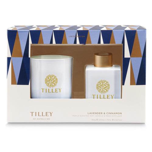 Tilley - Limited Edition Lavender & Cinnamon Mini Reed 75ml & Candle 160g Gift Pack