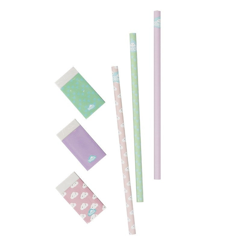 Spencil - Lead Pencil & Eraser Stationery 3 Pce Set - C699