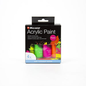 Micador Acrylic Paint Fluoro 30mL 4 Pack