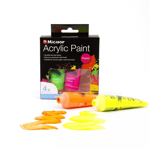 Micador Acrylic Paint Fluoro 30mL 4 Pack