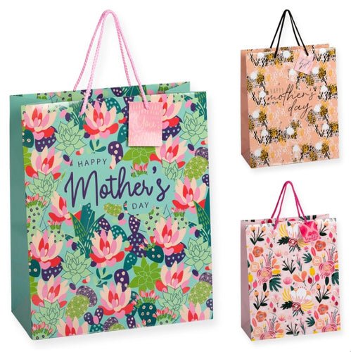 Mothers Day Large Gift Bag with Gift Tag - Assorted