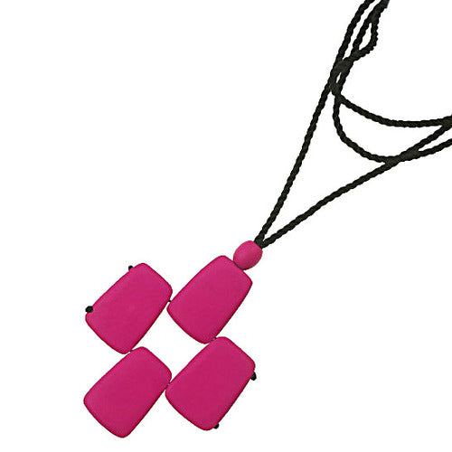 IVYS Rope & Wood Bead Necklace - Pink