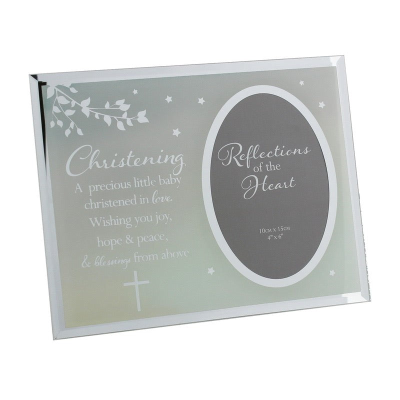 Reflections of the Heart Mirrored 4 x 6 Photo/Picture Frame - Christening