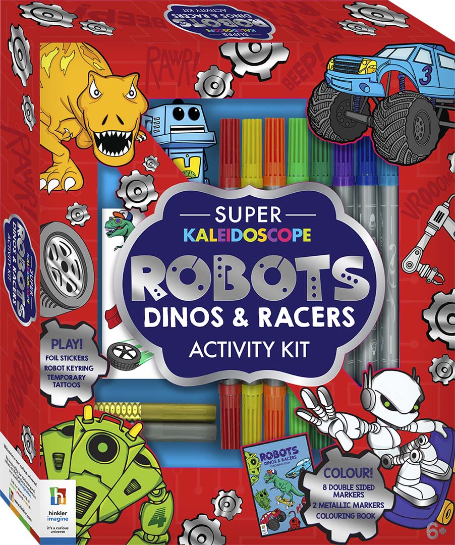 Hinkler: Super Kaleidoscope Robots, Dinos & Racers Activity Kit