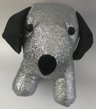 Load image into Gallery viewer, Metallic Silver Glitter Weighted Doggie Door Stop