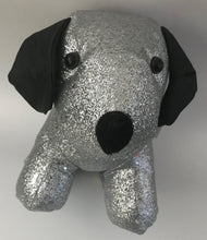 Load image into Gallery viewer, Metallic Silver Glitter Weighted Doggie Door Stop