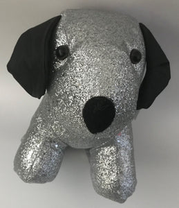 Metallic Silver Glitter Weighted Doggie Door Stop