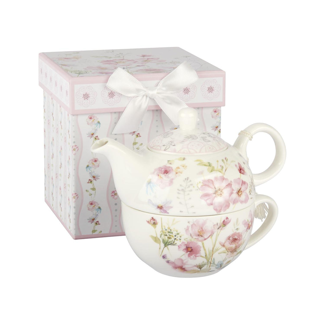 Tea For One (Teapot & Teacup) - Pink Floral