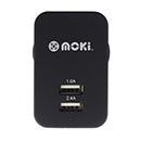 MOKI Dual USB Wall Charger - Black