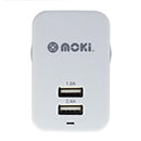 MOKI Dual USB Wall Charger - White