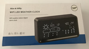 WIFI LED Digital Weather Station Digital Clock with Alarm - Black