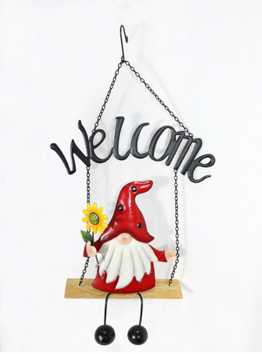 58cm Metal Gnome on Hanging Welcome Seat