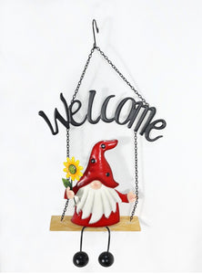 58cm Metal Gnome on Hanging Welcome Seat