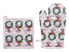 Load image into Gallery viewer, Allgifts Australia - Cotton Oven Glove &amp; Pot Holder - Xmas Wreath