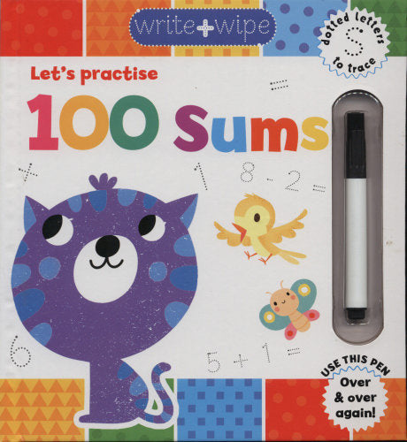 Write + Wipe - Let's practise 100 Sums Boardbook with Marker